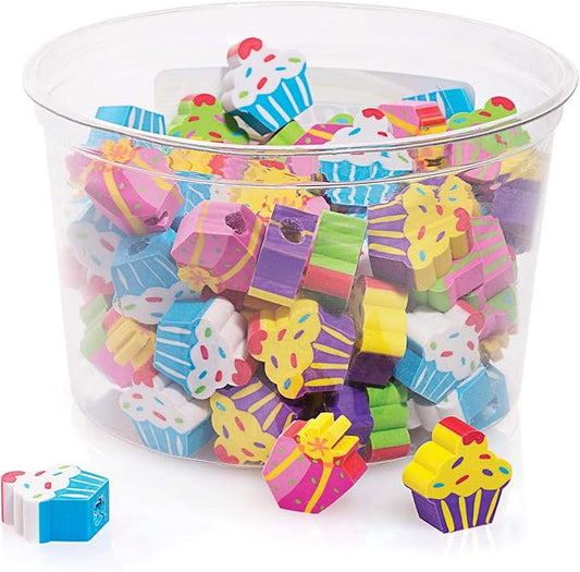 Anderson's Birthday Eraser Tub, Pencil Toppers, Bulk Birthday Gifts, 108 Pieces