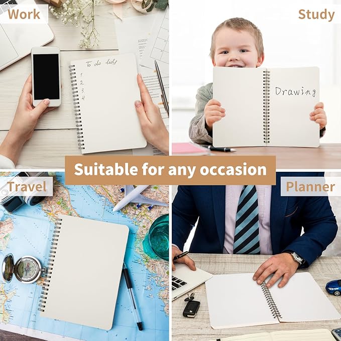 24 Pack A5 Spiral Notebook,Soft Cover,Blank Sketch,Wire-Bound Journal Notebook,120 Pages, Unlined Paper Diary Notebook for Office, Business, School Supplies