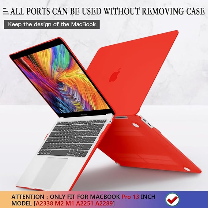 CISSOOK for MacBook Pro 13 Inch Case Red, Plastic Hard Shell Case Cover with Keyboard Cover for MacBook Pro 13 with Touch Bar M2 M1 Chip A2338 A2251 A2289 Model 2025-2016 Release, Matte Red