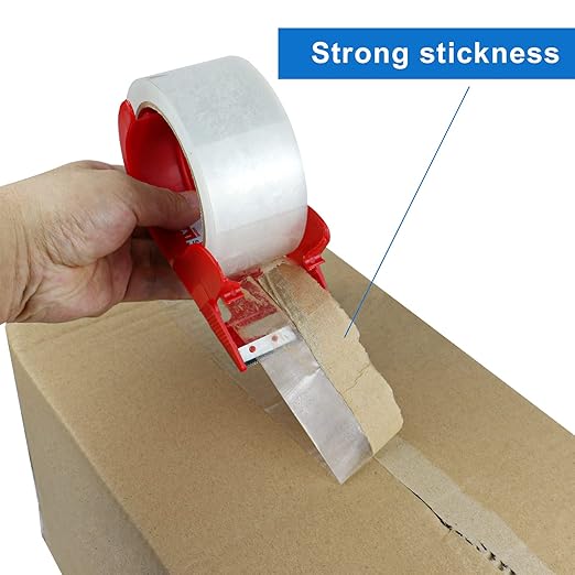 Heavy Duty Transparent Packing Tape,6 Rolls with Refillable Dispenser,Industrial Grade Packaging Tape for Shipping Moving Sealing,1.88 inches x 55 Yards Per Roll