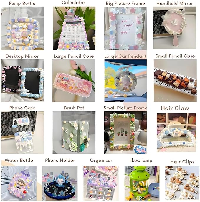 BoFUN Decoden Simulation Cream Glue DIY Coloring Kit - Includes Whipped Cream Clay, Acrylic Paints, Palettes, Scraper Set - Customize Colors for Phone Cases, Jewelry & Crafts (Blue/Red/White)