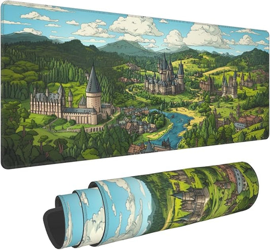 Anime Castle Desk Mat Large Gaming Mouse Pad Anime Castle Extended Mousepad Big in Laptop Computer Mouse Keyboard Mat for Office Desk Decor 31.5x12 in