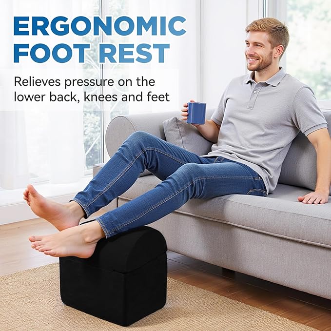Adjustable Foot Rest for Under Desk at Work - 3-in-1 Ergonomic Foot Stool with Zipper Connection, Height Adjustable for Office, Home & Gaming (Black)