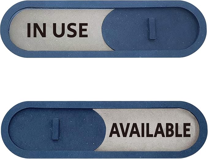 GEEKBEAR In Use Available Slider Door Sign for Home Office - Premium MDF, 7.5 x 2.2 in (Blue)