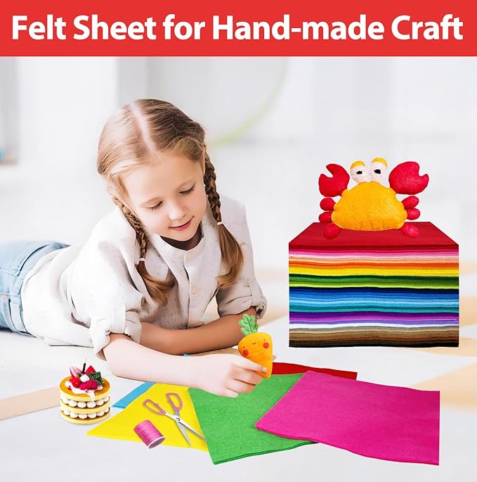 120 PCS Soft Felt Sheets for Crafts 1.4 mm Thickness, 40 Color 11.8 x 11.8 Inch Assorted Felt Squares Bulk for Sewing Patchwork School DIY Projects Decoration
