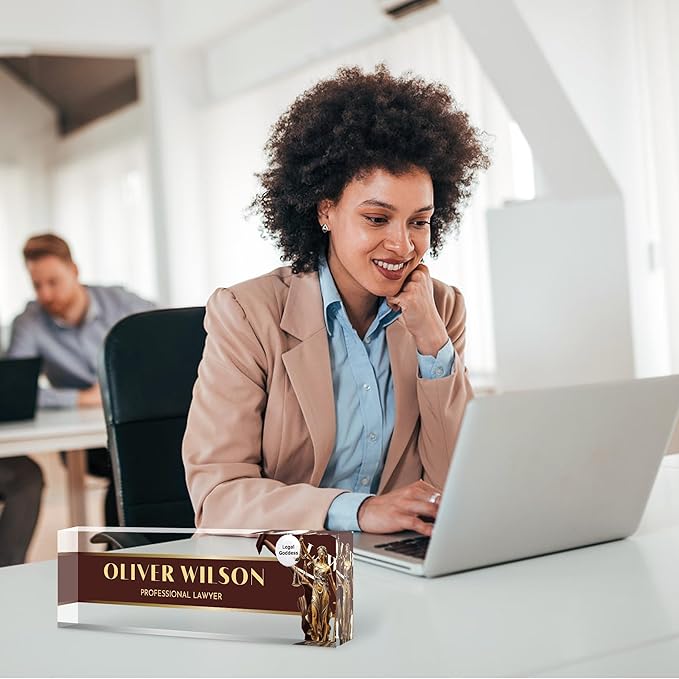 Custom Name Plate for Desk, Personalized Acrylic Office Name Sign with Name & Title, Elegant Desk Decor for Women Men, Employee Appreciation Gift (Lawyer-1)