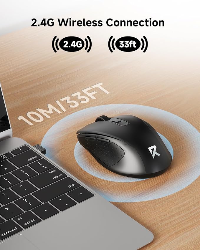Redragon BM-4092 Wireless Mouse, 5 Level 4000DPI, 18 Months Battery, 2.4GHz Cordless, Portable Optical Computer Mouse for Laptop, PC, Chromebook, Windows, Mac, for Small Hand