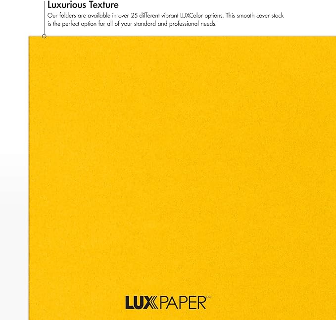 LUXPaper 9" x 12" Presentation Folders | Two Pocket | Sunflower Yellow | 100lb. Cover | 25 Qty