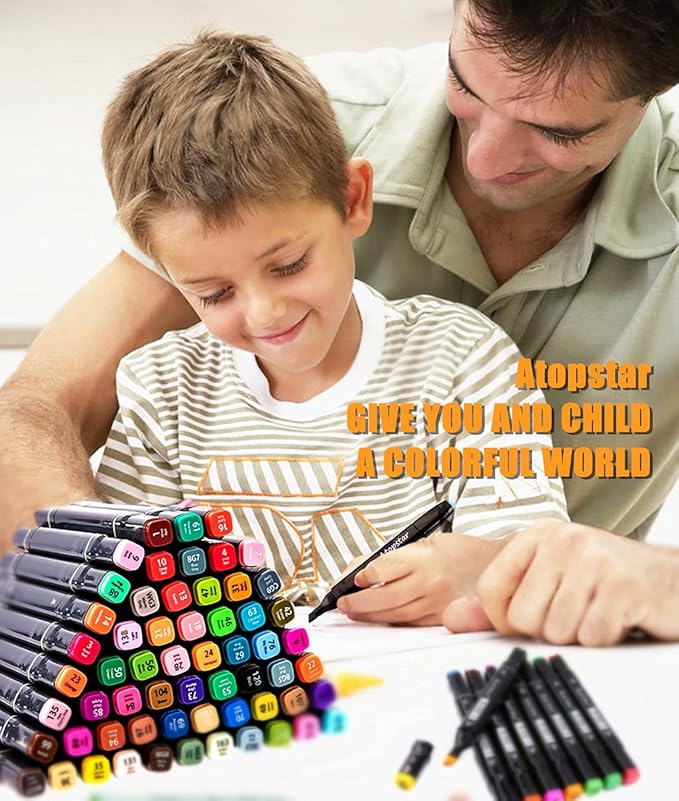 80 Colors Alcohol Markers Artist Drawing Art for Kids Dual Tip Adult Coloring Painting Supplies Perfect Boys Girls Students Adult(80 Black Shell)