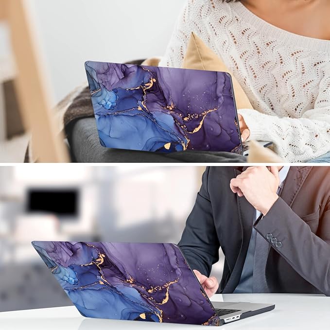 DONGKE Compatible with M4 MacBook Air 15 inch Case 2025 2024 2023 A3241 A3114 A2941 M3 M2 Liquid Retina Display Touch ID, Plastic Hard Case & Keyboard Skin & Screen Protector - Alcohol Ink Art