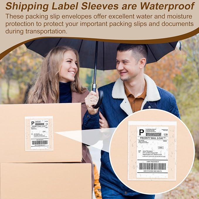 AZUREAL 100PCS Shipping Label Sleeves, 4.5" x 5.5" Packing Slip Pouches, Packing List Envelopes/Shipping Label Envelopes for Mailing, Packing List, Packaging, Protective Documents
