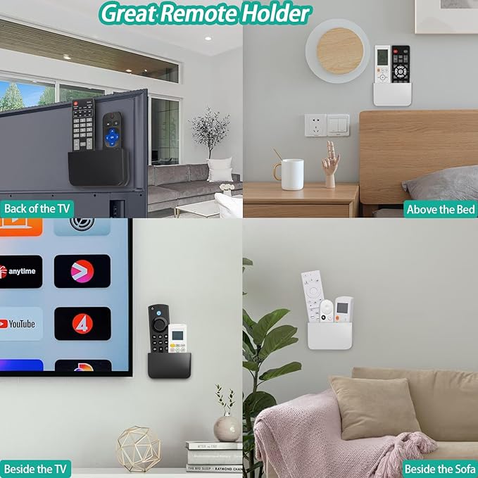 Magnetic Remote Control Holder Wall Mount, 2 Pack TV Remote Holder Wall Mount, Magnetic Pen Holder for Refrigerator, Whiteboard Marker, Locker Organizer, Office Organizer (White)