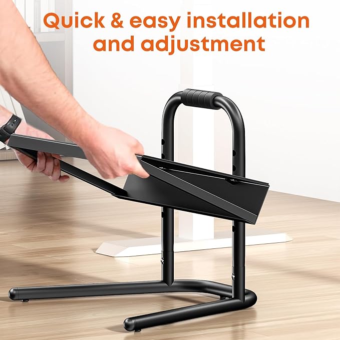 Height Adjustable Standing Foot Rest with Soft Grip Handle,Under Desk Footrest for Standing and Sitting,All-Steel Construction,Black