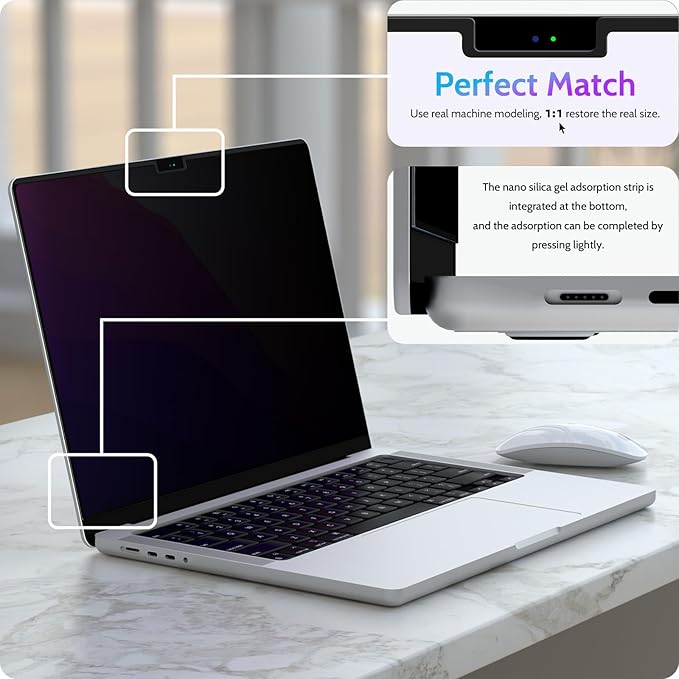 Magnetic Privacy Screen for MacBook Air 15 Inch (2023-2025, M2 M3 M4) - A2941 A3114 A3241, 15inch Removable Matte Anti Blue Light Glare Filter for Mac Air 15.3" Laptop Computer