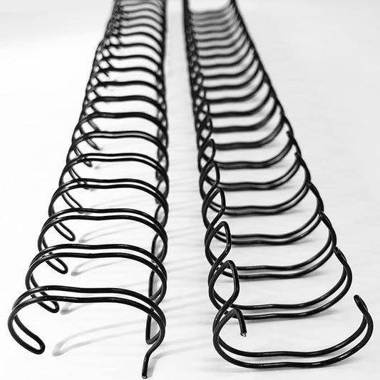 Binditek 50 Pack Double Loop Wire Binding Spines, 1Inch Binding Wire for Letter size, 2:1 Pitch, 220 Sheet Capacity, 21-Loop, Black, for Students and Coworkers