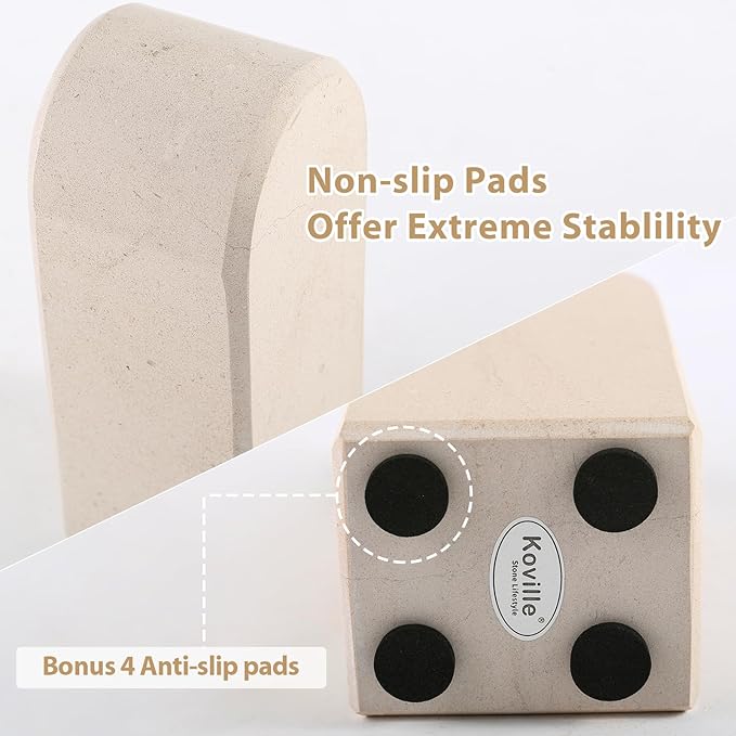 Koville African Natural Marble Bookends for Shelves, 7lbs Heavy-Duty Marble Book Holders, Decorative Book Ends, Bookshelf Apartment Decor for Normal Books/CD/Video Games