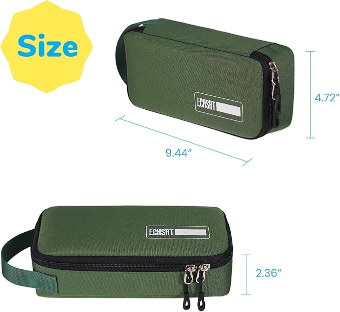 ECHSRT Pencil Case for Men Women, Large Pen Bag for Adults, Portable Pencil Pouch Aesthetic with Handle, Zipper Cases for Office Organizer Green Pencil Cases