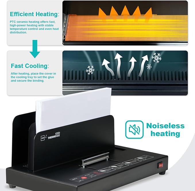 Binditek Thermal Binding Machine, 500-Sheet Capacity, 110V Heating, for A4/A5/Letter Documents, Universal Thermal Binding Machine, No Assembly Required