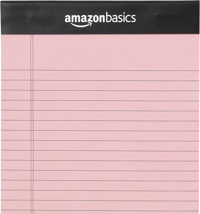 Amazon Basics Narrow Ruled 5-Inch by 8-Inch Lined Writing Note Pads, 6 Count (50 Sheet Pads), Multicolor