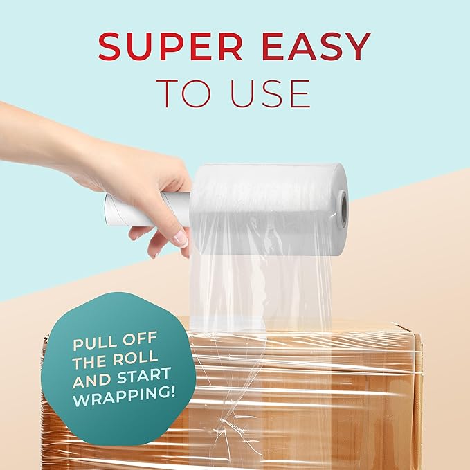 Shrink Wrap Roll for Moving | 80 Gauge 5" x 1000 FT Plastic Wraps for Packing | Clear Stretch Film for Pallets, Furniture, Boxes & Storage Protection - 3 Pack