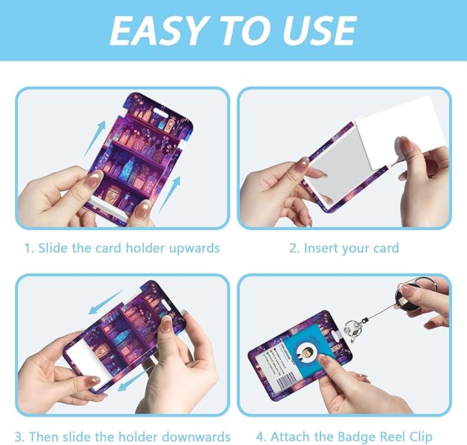 Gctriki Magic Lanyards for Id Badges, Cute Badge Holder with Retractable Badge Reel Clip, Teacher Lanyard with ID Holder Keychain Clip Name Tag ID Card Holder for Women Work Office Accessories Gift