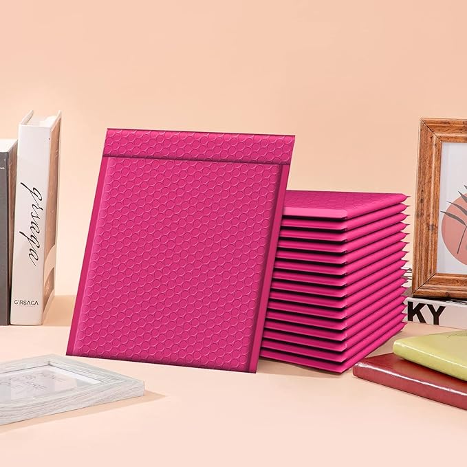 Fuxury Bubble Mailer 8.5x12 Inch 250 Pack Self-Seal Adhesive Padded Envelopes Bulk, Water Resistant Padded Mailers for Mailing,Packaging,Small Business,Shipping, Hot Pink #2