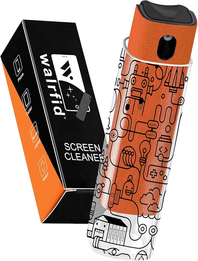 walrfid Car Screen Cleaner, Computer Screen Cleaner Spray and Wipe, Laptop Cleaning Mist Kit for Electronic iPad, iPhone, Phone, MacBook, TV, Tablet Display, with Graffiti Case