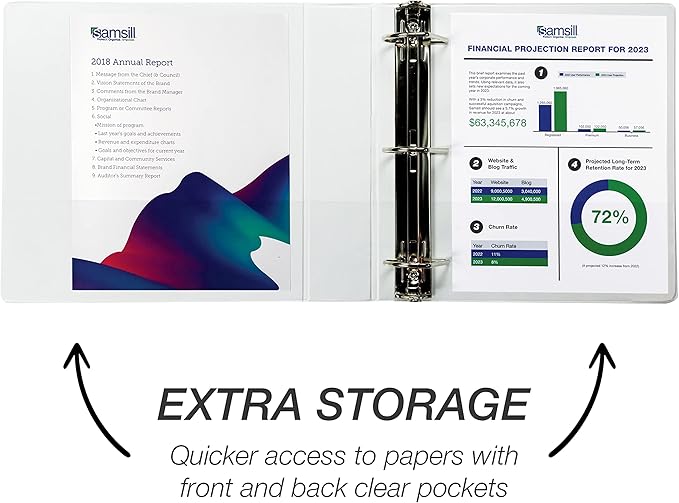 Samsill Durable 2 inch 3 Ring Binder, Made in USA, D Ring Binder, FSC 100% Recycled Chipboard, White, 12 Pack