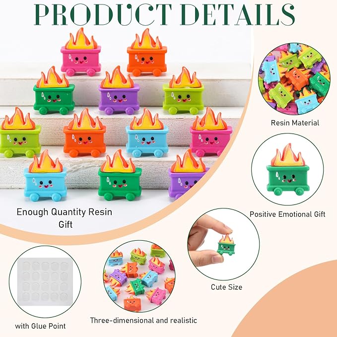 24 Set Resin Dumpster Trash Shape with Fire Gift Team Employee Appreciation Gift Emotional Desk Accessories for Staff Teacher Office Coworker Nurse Medical Volunteer Favor (Classic Color)