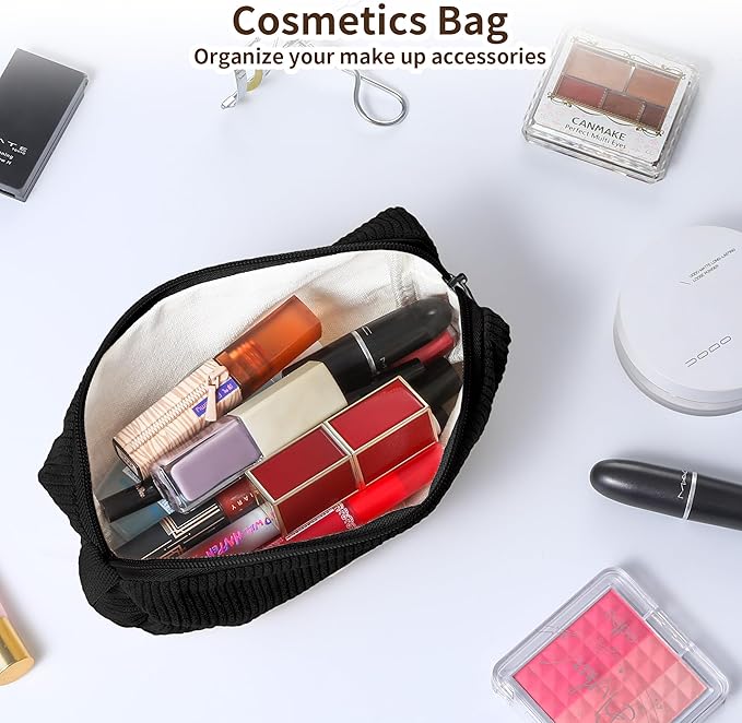 Pencil Bag Pen Case, Soft Corduroy Small Pencil Pouch Organizer with Zipper, Cute Pencil Case Pouch Stationery for Girls and Boys – Black