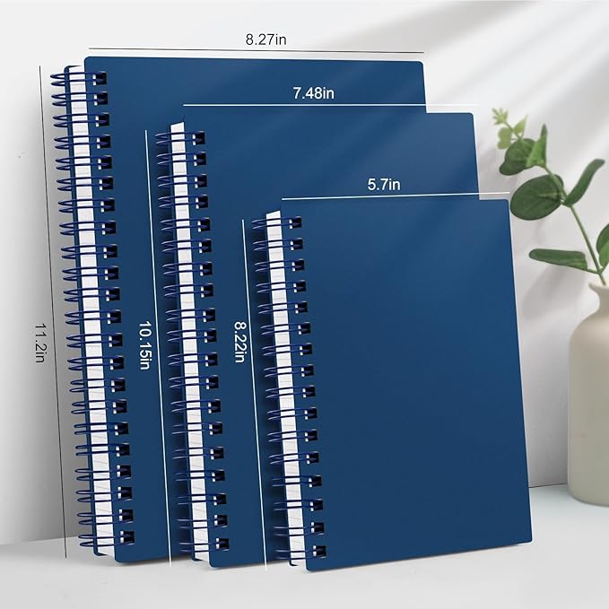 AHGXG Spiral Notebook College Ruled - Spiral Notebook Journal Large B5 7.6" x 10", 300 Pages/150 Sheets, 100GSM Thick Paper, Plastic Hardcover, for Women Men Office School, Bule