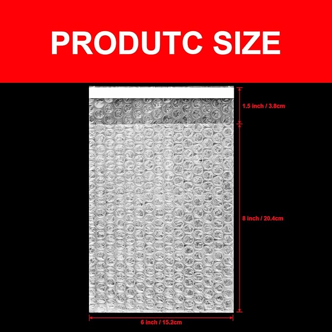 A&A Bubble Wrap Bags 6"X8" - 50pcs Small Bubble Wrap Pouches for Shipping, Packing Envelopes, and Bottles - Thin Bubble Wrap for Protection - Bubble Bags for Shipping and Packing Essentials