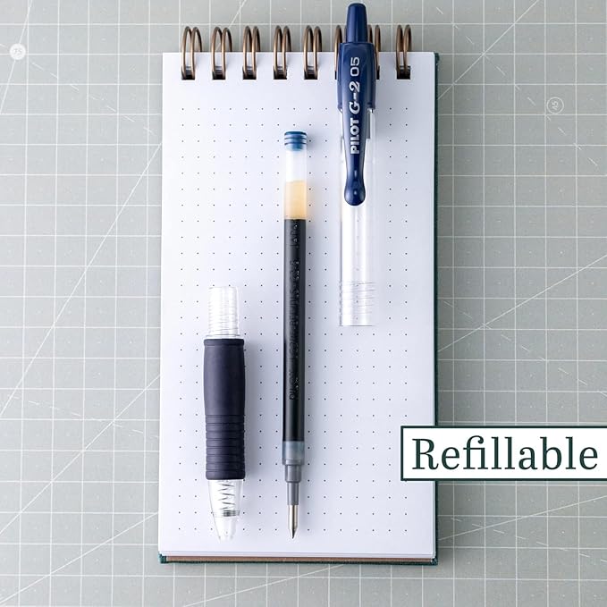 G2 Retractable Premium Gel Ink Roller Ball Pens Extra Fine Point (.5mm) Red Ink 5 pack; Refillable & Premium Comfort Grip Bundle with Plastic Reusable Pouch