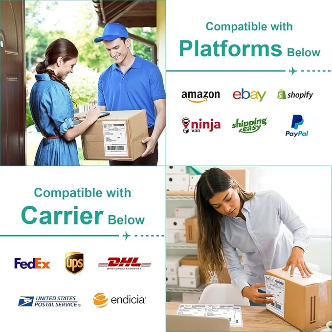 MFLABEL® Round Conrner Half Sheet Shipping Labels 2-UP Click-n-Ship Mailing Postage Labels(4000Labels)