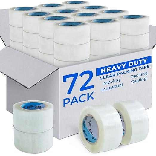 Rosmonde Bulk Packaging Tape, 72 Pack, 1.88" Wide Clear Packing Tape, 65 Yard, 2.7 Mil (68 Micron) Thick Tape, 3" Core, Bulk Heavy Duty Shipping Tape, High Volume Shipping, Sealing, Warehouse