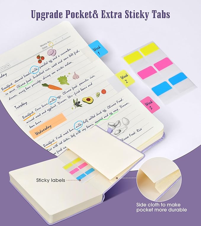 Leather Journals --ruled 365 Pages A5, Pink Hardcover for Women, Men, Note Taking, Writing, 5.75'' X 8.38'' Purple