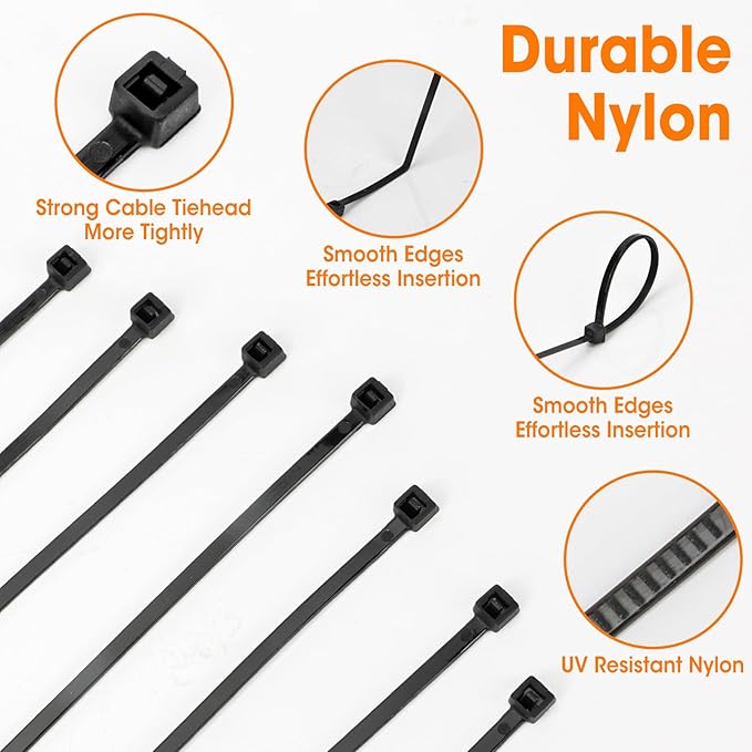 5000 PCS Zip Ties 4 Inch, Small Cable Ties with 18lbs Tensile Strength, Black Zip Ties for Indoor and Outdoor Use, Wire Ties, Black