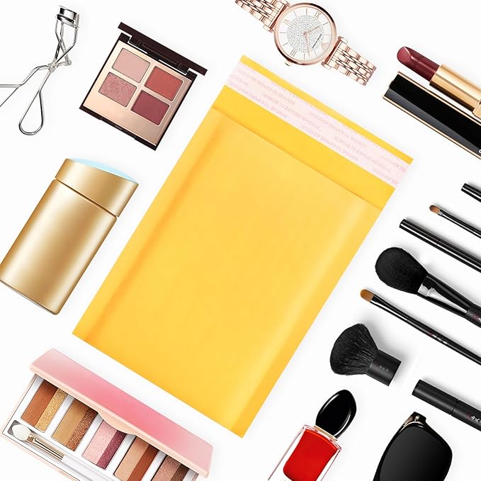 Kraft Bubble Mailers 4x7inch 100Pack Yellow Self-Seal Padded Envelopes Bubble Opaque Padded Mailers Shipping Bags for Small Businesses to Package and Mail Jewelry, Electronic Products