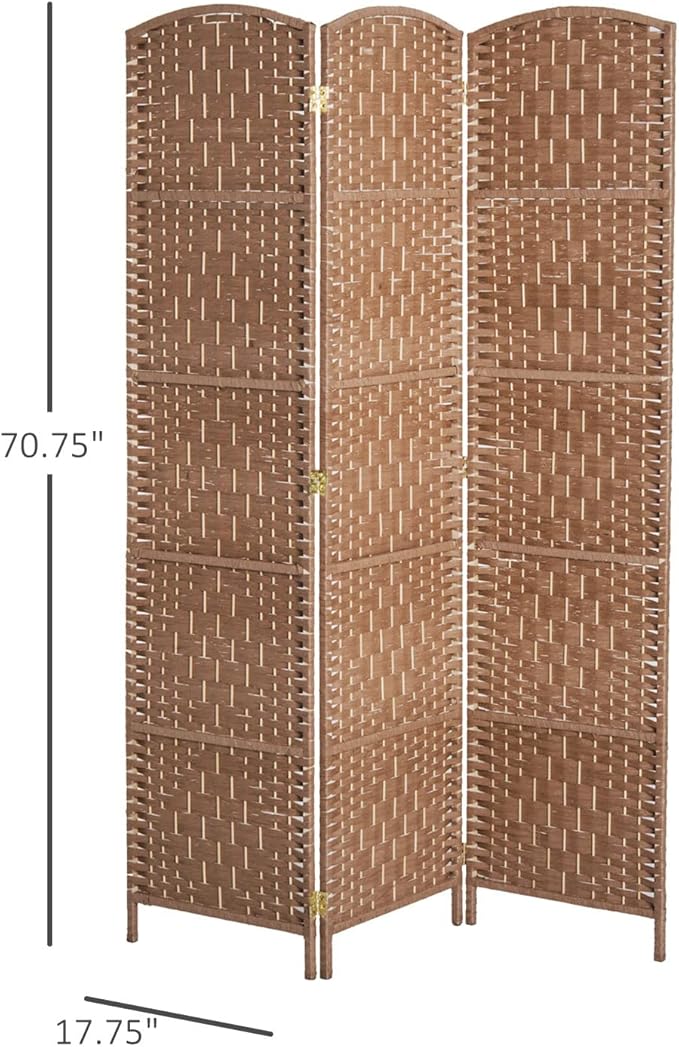 NicBex Room Divider 3 Panel Room Dividers with Wicker Weave Design Partition Room Dividers and Folding Privacy Screens 6 FT Wall Divider for Office, Room Separation,53.25"W x 0.75"D x 70.75"H, Natural