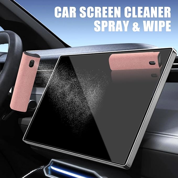 walrfid 2pcs Car Screen Cleaner, Computer Screen Cleaner Spray and Wipe, Laptop Cleaning Mist Kit for Electronic iPad, iPhone, Phone, MacBook, TV, Monitor, Tablet Display, with Graffiti Case, Pink