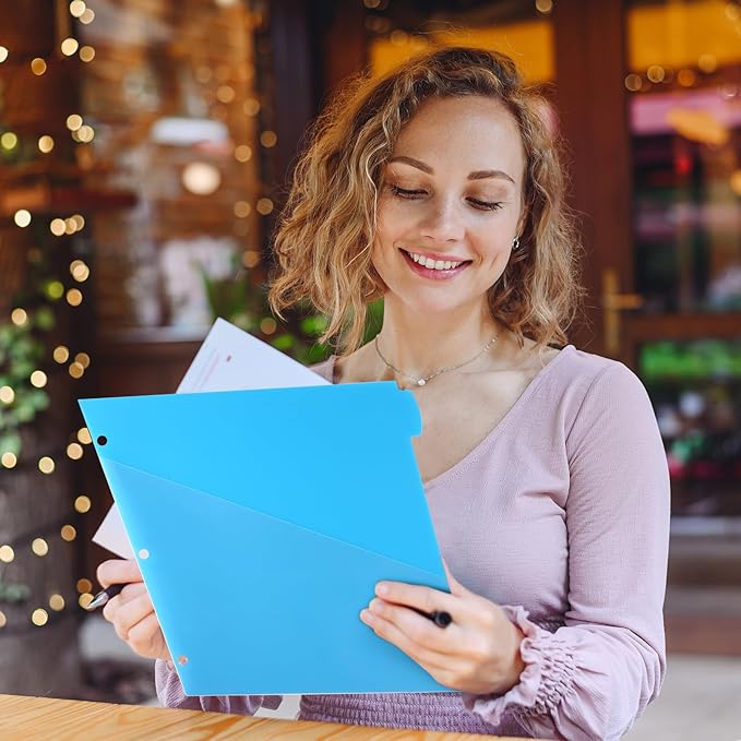 WOT I Plastic 8-tab Dividers with 2 Clear Pockets - 6 Sets, Binder Dividers for 3 Ring Binder, Bright Multicolor, Total 48 Tabs