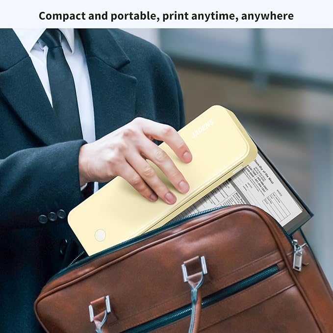 JADENS Portable Printers Wireless for Travel, Thermal Inkless Printer, Support 8.5" X 11" Thermal Paper(Yellow)