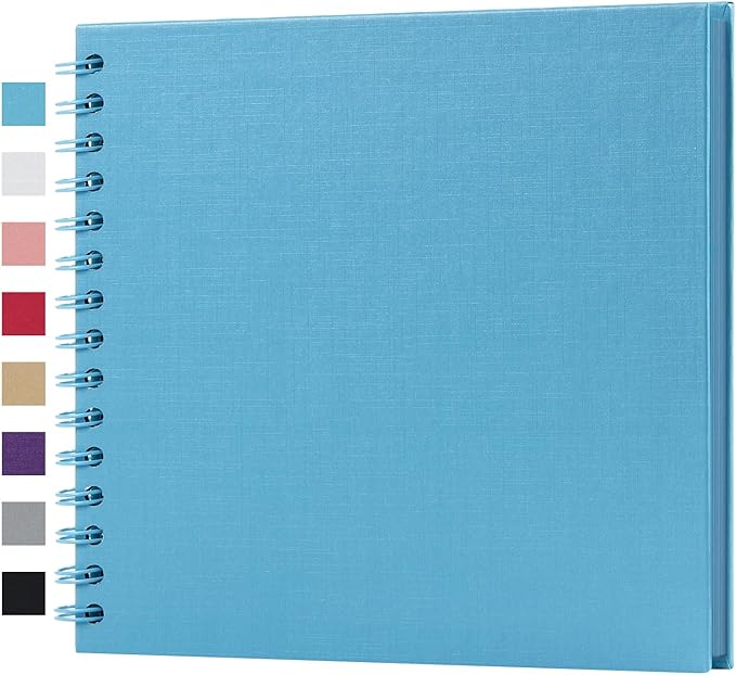 potricher 8 x 8 Inch DIY Scrapbook Album 40 Pages Hardcover Kraft Paper Scrap Book Photo Albums Memory Book for Wedding and Anniversary Family (Blue, 8 Inch)