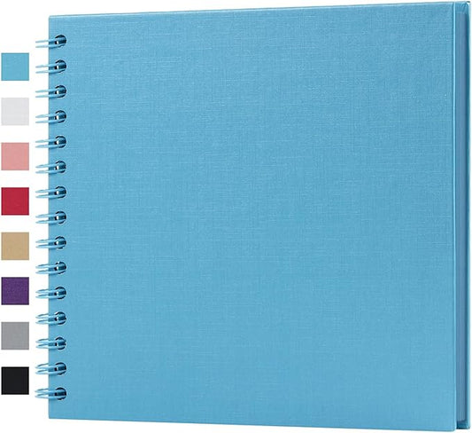 potricher 8 x 8 Inch DIY Scrapbook Album 40 Pages Hardcover Kraft Paper Scrap Book Photo Albums Memory Book for Wedding and Anniversary Family (Blue, 8 Inch)