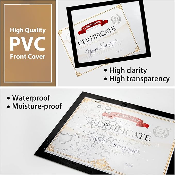 8.5"x 11"Magnetic Sign Holder, Double Sided Window Self-adhesive Frame, Transparent PVC and Strong Magnetic Display Frame for Home/Office/Poster/Certificate/Artwork Display(Black,10Pack)