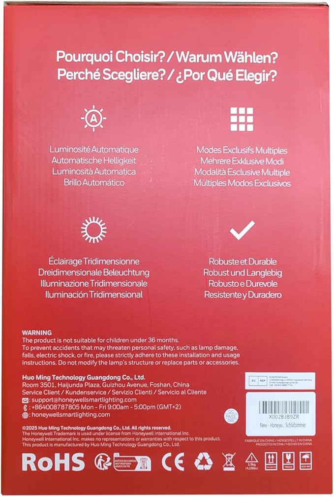 Honeywell Desk Lamp for Home Office, H6 Sunturalux™ Eye-Caring Led Desk Light, 800LM Dimmable Desk Lamp with Timer, Touch Control Tall Desk Reading Light, Table Lamp for Circle Webcam, Study, Bedroom