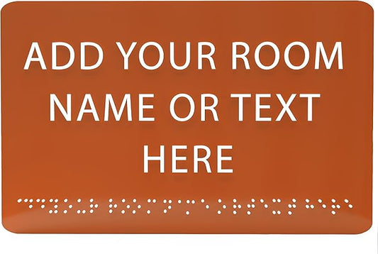 9" X6" Personalized Custom Sign - ADA Compliant Tactile Graphics Grade 2 Braille Text Acrylic Wall Signs - Add Your Room Name Text Sign for Home School Office Business Workplace