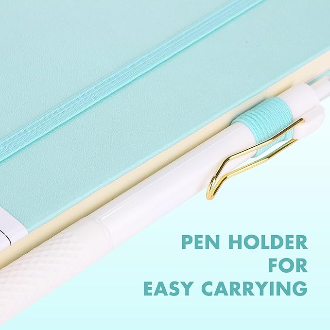 Aodaer 12 Set Lined Notebook Journals with Pens A5 Notebooks 100 GSM College Ruled Hardcover Notebook PU Leather Notepad with Pen Holder for Office School, 5.7 x 8.3 Inches, Light Multicolor