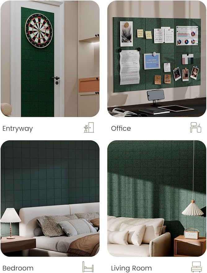 Bumusty Large Felt Bulletin Board 48" x 36" Cork Board Alternative - 6 Pack with 40 Safe Removable Adhesive Tabs, Cork Boards for Walls Cork Board for Home Office Classroom Pin Board (Aurora Green)