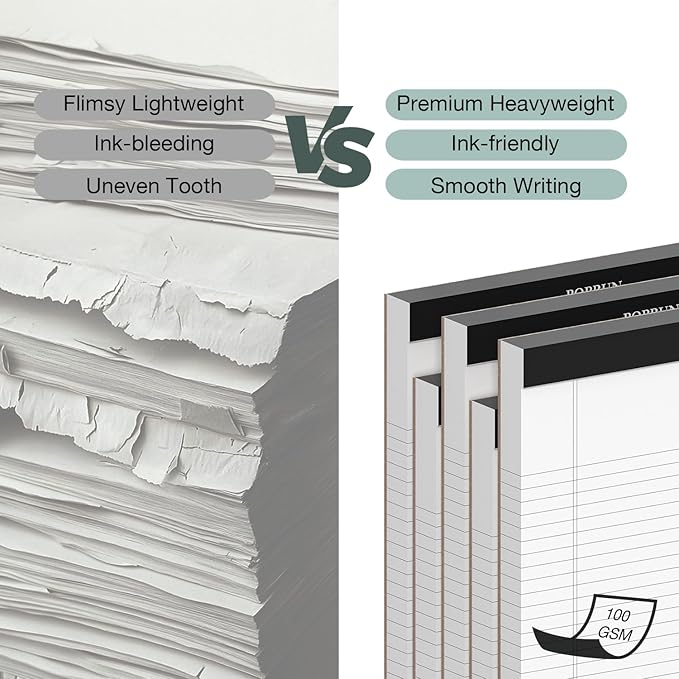 POPRUN White Legal Pads 8.5 x 11.75 Wide Ruled, 100GSM Writing Paper Pad, Bulk Lined Notepad Notebooks for Work School, Classroom Office Supplies, 3 Pack